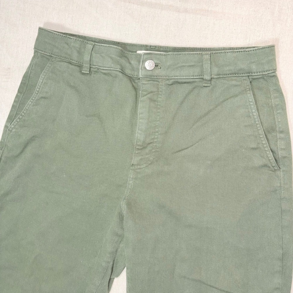 Everlane Fatigue Green Organic Cotton Straight Leg Pant 14R High Rise Chino - Picture 2 of 8